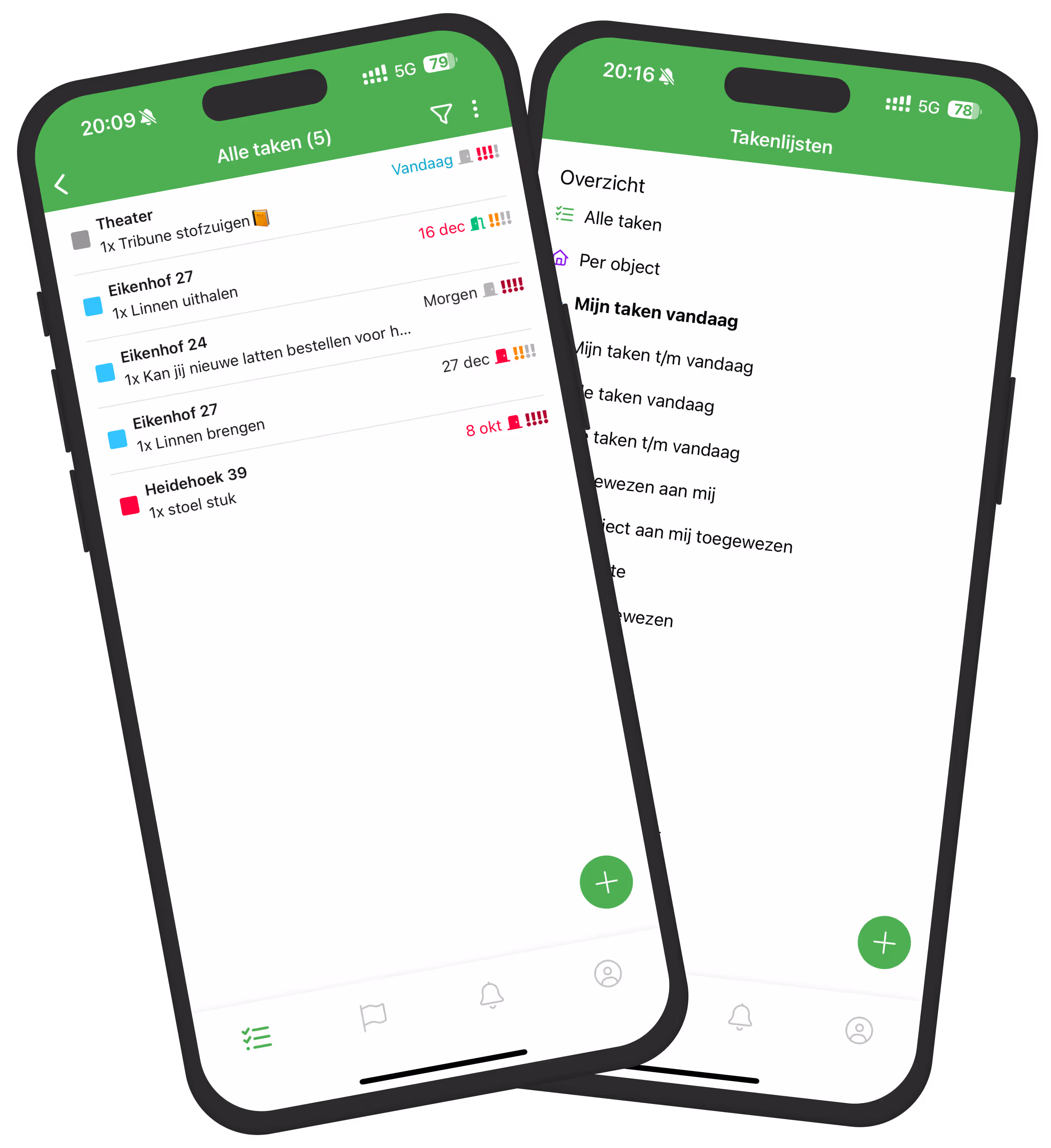 Two mobile devices showing the Verbleif app